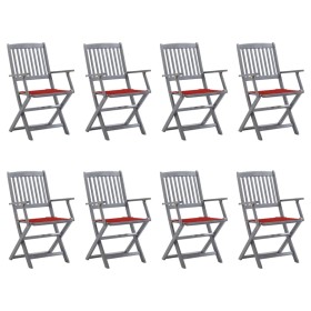 Folding garden chairs 8 units and solid acacia wood cushions by vidaXL, Garden chairs - Ref: Foro24-3078268, Price: 385,99 €,...