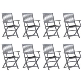 8 pcs folding garden chairs and solid acacia wood cushions by vidaXL, Garden chairs - Ref: Foro24-3078269, Price: 386,99 €, D...