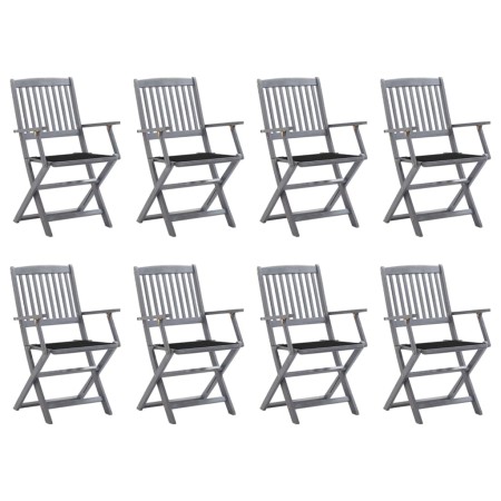 8 pcs folding garden chairs and solid acacia wood cushions by vidaXL, Garden chairs - Ref: Foro24-3078269, Price: 387,47 €, D...