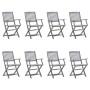 8 pcs folding garden chairs and solid acacia wood cushions by vidaXL, Garden chairs - Ref: Foro24-3078274, Price: 349,19 €, D...