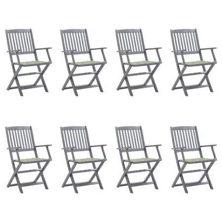 8 pcs folding garden chairs and solid acacia wood cushions by vidaXL, Garden chairs - Ref: Foro24-3078274, Price: 349,19 €, D...