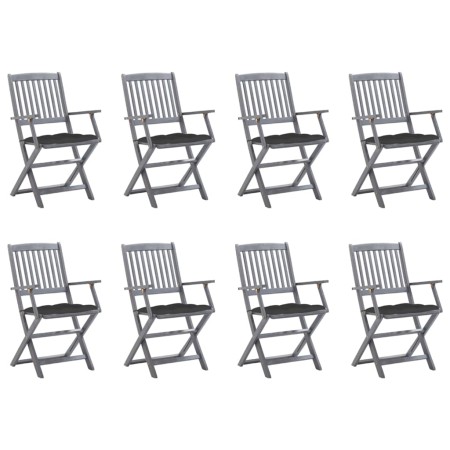 Folding garden chairs 8 units and solid acacia wood cushions by vidaXL, Garden chairs - Ref: Foro24-3078277, Price: 374,18 €,...