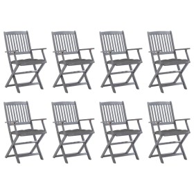 8 pcs folding garden chairs and solid acacia wood cushions by vidaXL, Garden chairs - Ref: Foro24-3078278, Price: 378,86 €, D...