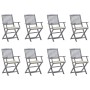 8 pcs folding garden chairs and solid acacia wood cushions by vidaXL, Garden chairs - Ref: Foro24-3078279, Price: 373,76 €, D...