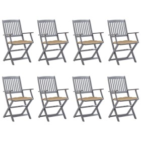 Folding garden chairs 8 units and solid acacia wood cushions by vidaXL, Garden chairs - Ref: Foro24-3078280, Price: 380,13 €,...