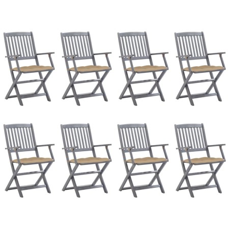 Folding garden chairs 8 units and solid acacia wood cushions by vidaXL, Garden chairs - Ref: Foro24-3078280, Price: 379,73 €,...