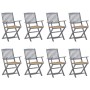 Folding garden chairs 8 units and solid acacia wood cushions by vidaXL, Garden chairs - Ref: Foro24-3078280, Price: 379,73 €,...