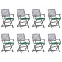 Folding garden chairs 8 units and solid acacia wood cushions by vidaXL, Garden chairs - Ref: Foro24-3078282, Price: 368,82 €,...