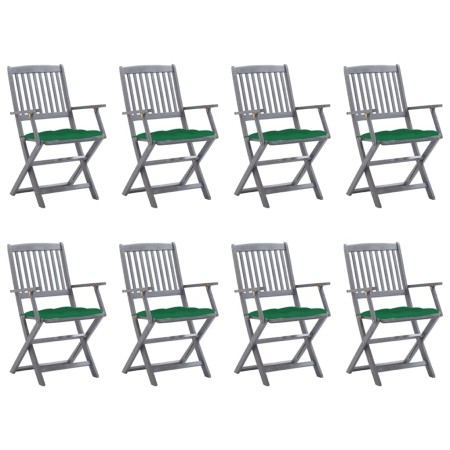 Folding garden chairs 8 units and solid acacia wood cushions by vidaXL, Garden chairs - Ref: Foro24-3078282, Price: 368,82 €,...