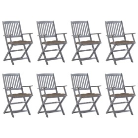 8 pcs folding garden chairs and solid acacia wood cushions by vidaXL, Garden chairs - Ref: Foro24-3078285, Price: 379,92 €, D...