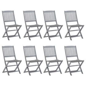 8 pcs folding garden chairs and solid acacia wood cushions by vidaXL, Garden chairs - Ref: Foro24-3078291, Price: 397,99 €, D...