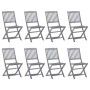 8 pcs folding garden chairs and solid acacia wood cushions by vidaXL, Garden chairs - Ref: Foro24-3078291, Price: 398,33 €, D...