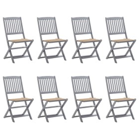 8 pcs folding garden chairs and solid acacia wood cushions by vidaXL, Garden chairs - Ref: Foro24-3078293, Price: 405,12 €, D...