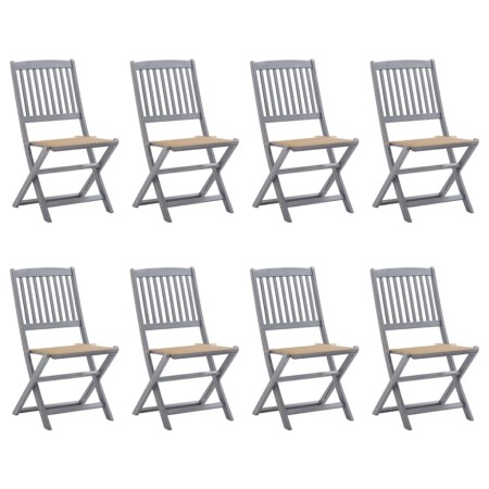 8 pcs folding garden chairs and solid acacia wood cushions by vidaXL, Garden chairs - Ref: Foro24-3078293, Price: 405,12 €, D...