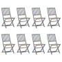 8 pcs folding garden chairs and solid acacia wood cushions by vidaXL, Garden chairs - Ref: Foro24-3078293, Price: 405,12 €, D...