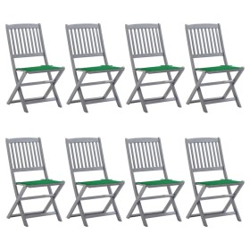 8 pcs folding garden chairs and solid acacia wood cushions by vidaXL, Garden chairs - Ref: Foro24-3078295, Price: 343,99 €, D...