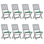 8 pcs folding garden chairs and solid acacia wood cushions by vidaXL, Garden chairs - Ref: Foro24-3078295, Price: 343,07 €, D...