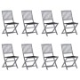 8 pcs folding garden chairs and solid acacia wood cushions by vidaXL, Garden chairs - Ref: Foro24-3078297, Price: 405,12 €, D...