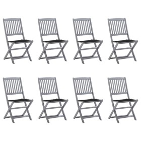 8 pcs folding garden chairs and solid acacia wood cushions by vidaXL, Garden chairs - Ref: Foro24-3078297, Price: 403,99 €, D...