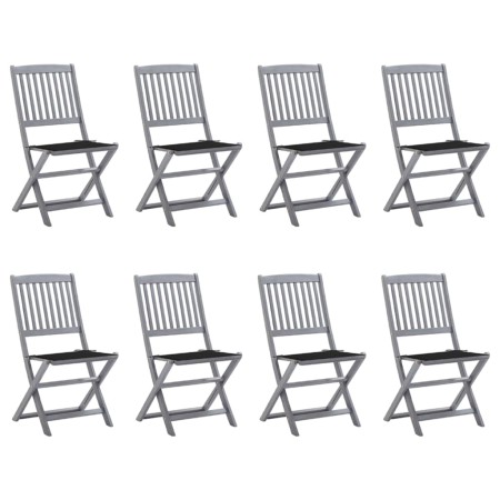 8 pcs folding garden chairs and solid acacia wood cushions by vidaXL, Garden chairs - Ref: Foro24-3078297, Price: 405,12 €, D...