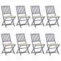 Folding garden chairs 8 units and solid acacia wood cushions by vidaXL, Garden chairs - Ref: Foro24-3078307, Price: 383,99 €,...