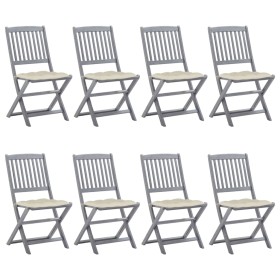 Folding garden chairs 8 units and solid acacia wood cushions by vidaXL, Garden chairs - Ref: Foro24-3078307, Price: 391,18 €,...