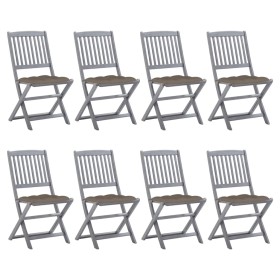 Folding garden chairs 8 units and solid acacia wood cushions by vidaXL, Garden chairs - Ref: Foro24-3078313, Price: 398,60 €,...