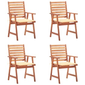 Garden dining chairs and cushions 4 pcs solid acacia wood by vidaXL, Garden chairs - Ref: Foro24-3078322, Price: 248,13 €, Di...