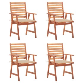 Garden dining chairs and cushions 4 pcs solid acacia wood by vidaXL, Garden chairs - Ref: Foro24-3078323, Price: 256,40 €, Di...