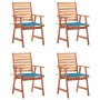 Garden dining chairs and cushions 4 pcs solid acacia wood by vidaXL, Garden chairs - Ref: Foro24-3078324, Price: 244,35 €, Di...