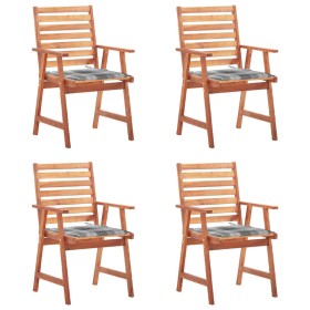 Garden dining chairs and cushions 4 pcs solid acacia wood by vidaXL, Garden chairs - Ref: Foro24-3078334, Price: 244,99 €, Di...