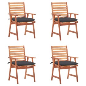 Garden dining chairs and cushions 4 pcs solid acacia wood by vidaXL, Garden chairs - Ref: Foro24-3078335, Price: 252,99 €, Di...