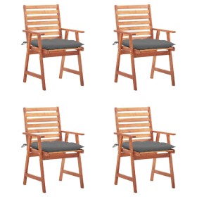 Garden dining chairs and cushions 4 pcs solid acacia wood by vidaXL, Garden chairs - Ref: Foro24-3078336, Price: 252,99 €, Di...