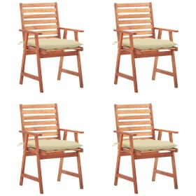 Garden dining chairs and cushions 4 pcs solid acacia wood by vidaXL, Garden chairs - Ref: Foro24-3078337, Price: 257,15 €, Di...