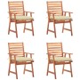 Garden dining chairs and cushions 4 pcs solid acacia wood by vidaXL, Garden chairs - Ref: Foro24-3078337, Price: 257,15 €, Di...