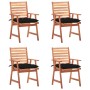 Garden dining chairs and cushions 4 pcs solid acacia wood by vidaXL, Garden chairs - Ref: Foro24-3078342, Price: 252,47 €, Di...