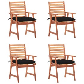 Garden dining chairs and cushions 4 pcs solid acacia wood by vidaXL, Garden chairs - Ref: Foro24-3078342, Price: 252,47 €, Di...