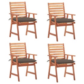 Garden dining chairs and cushions 4 pcs solid acacia wood by vidaXL, Garden chairs - Ref: Foro24-3078343, Price: 252,99 €, Di...