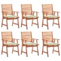 Garden dining chairs and cushions 6 units solid acacia wood by vidaXL, Garden chairs - Ref: Foro24-3078359, Price: 381,96 €, ...