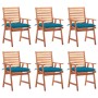 Garden dining chairs and cushions 6 pcs solid acacia wood by vidaXL, Garden chairs - Ref: Foro24-3078366, Price: 420,29 €, Di...