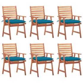 Garden dining chairs and cushions 6 pcs solid acacia wood by vidaXL, Garden chairs - Ref: Foro24-3078366, Price: 420,29 €, Di...