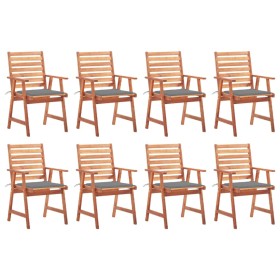 Garden dining chairs and cushions 8 units solid acacia wood by vidaXL, Garden chairs - Ref: Foro24-3078375, Price: 513,45 €, ...