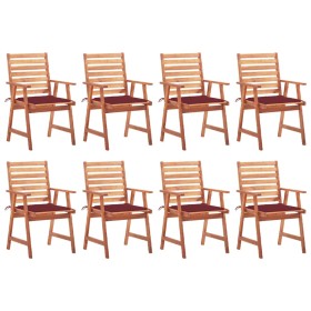 Garden dining chairs and cushions 8 units solid acacia wood by vidaXL, Garden chairs - Ref: Foro24-3078383, Price: 505,99 €, ...