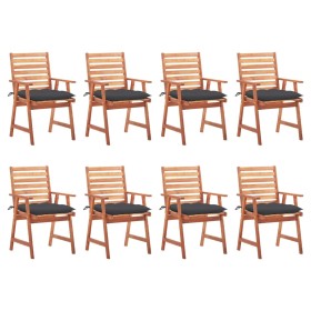 Garden dining chairs and cushions 8 units solid acacia wood by vidaXL, Garden chairs - Ref: Foro24-3078389, Price: 546,01 €, ...