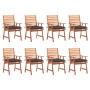 Garden dining chairs and cushions 8 units solid acacia wood by vidaXL, Garden chairs - Ref: Foro24-3078389, Price: 546,01 €, ...