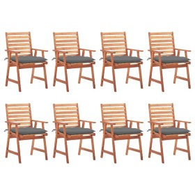 Garden dining chairs and cushions 8 units solid acacia wood by vidaXL, Garden chairs - Ref: Foro24-3078390, Price: 546,01 €, ...