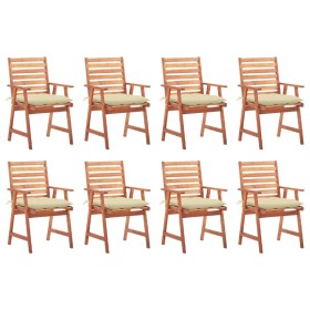 Garden dining chairs and cushions 8 pcs solid acacia wood by vidaXL, Garden chairs - Ref: Foro24-3078391, Price: 546,01 €, Di...