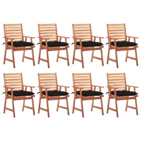 Garden dining chairs and cushions 8 units solid acacia wood by vidaXL, Garden chairs - Ref: Foro24-3078396, Price: 546,01 €, ...