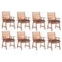 Garden dining chairs and cushions 8 units solid acacia wood by vidaXL, Garden chairs - Ref: Foro24-3078397, Price: 519,99 €, ...