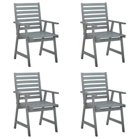 Garden dining chairs 4 pcs solid acacia wood gray by vidaXL, Garden chairs - Ref: Foro24-3078401, Price: 276,61 €, Discount: %